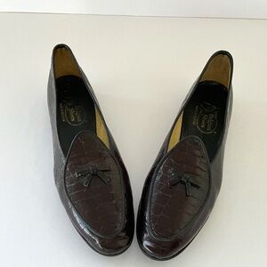 Belgian Croco Patent Calf Brown Size 7 1/2N (Fits closer to 8 1/2)